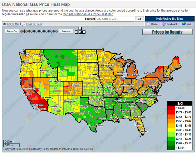 CA gas prices heat map